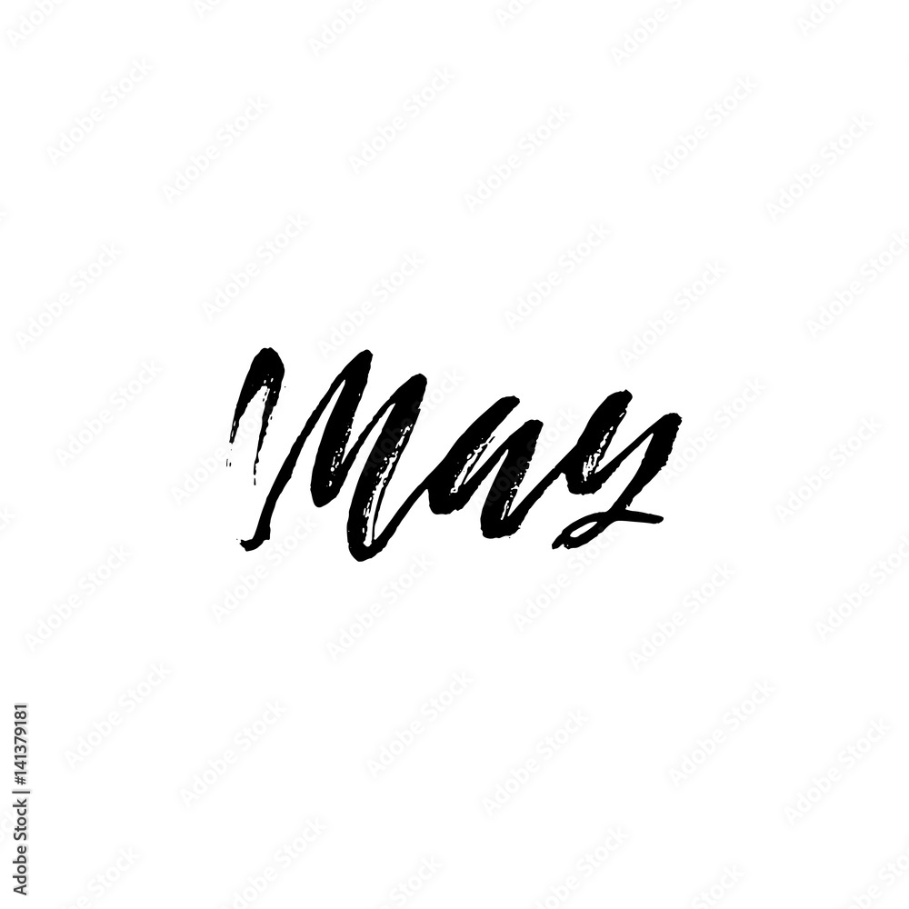May month. Ink hand drawn lettering. Modern dry brush typography. Grunge vector illustration. May month. Ink hand drawn lettering. Modern dry brush typography. Grunge vector illustration.