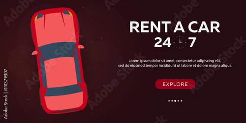Rent a car. Concept of Web banner. Vector flat illustration.