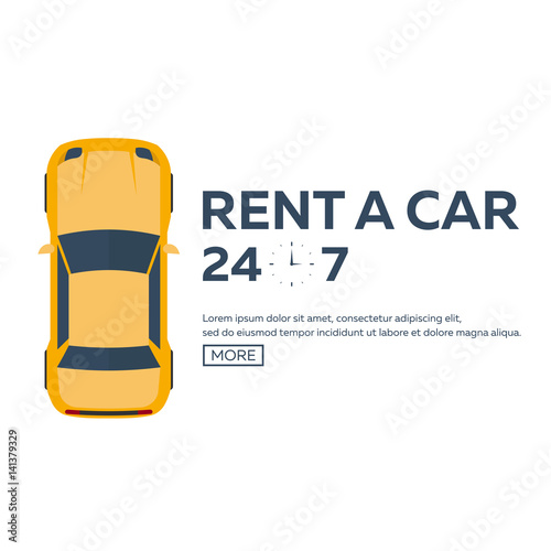 Rent a car. Concept of Web banner. Vector flat illustration.