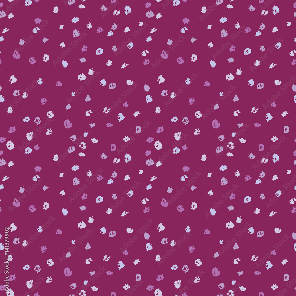 Seamless purple ink dots pattern. Vector grunge background. Vector illustration.