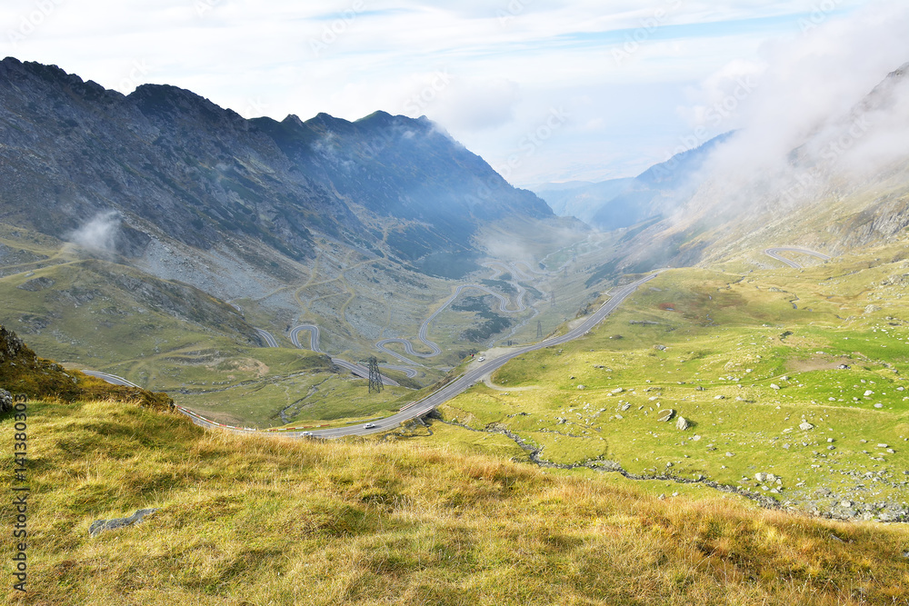 Fototapeta premium Transfagarasan - the most famous road in Romania, breaking through the mountain