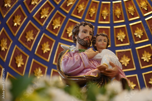 Joseph is a figure in the Gospels, the husband of Mary, mother of Jesus, and is venerated. This Saint Joseph is in the St.Joshep Church at Ayutthaya, Thailand.It's Publish Place.