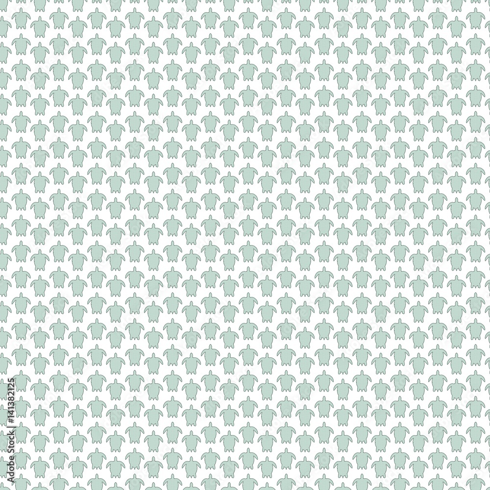 Green textured sea turtle isolated on white