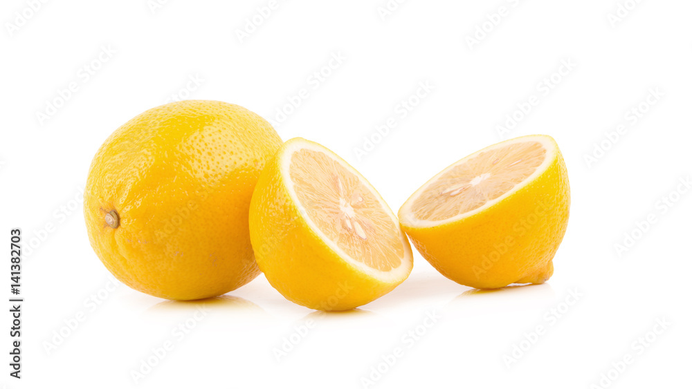 Fresh ripe lemons isolated on white background. Fresh ripe lemons isolated on white background.
