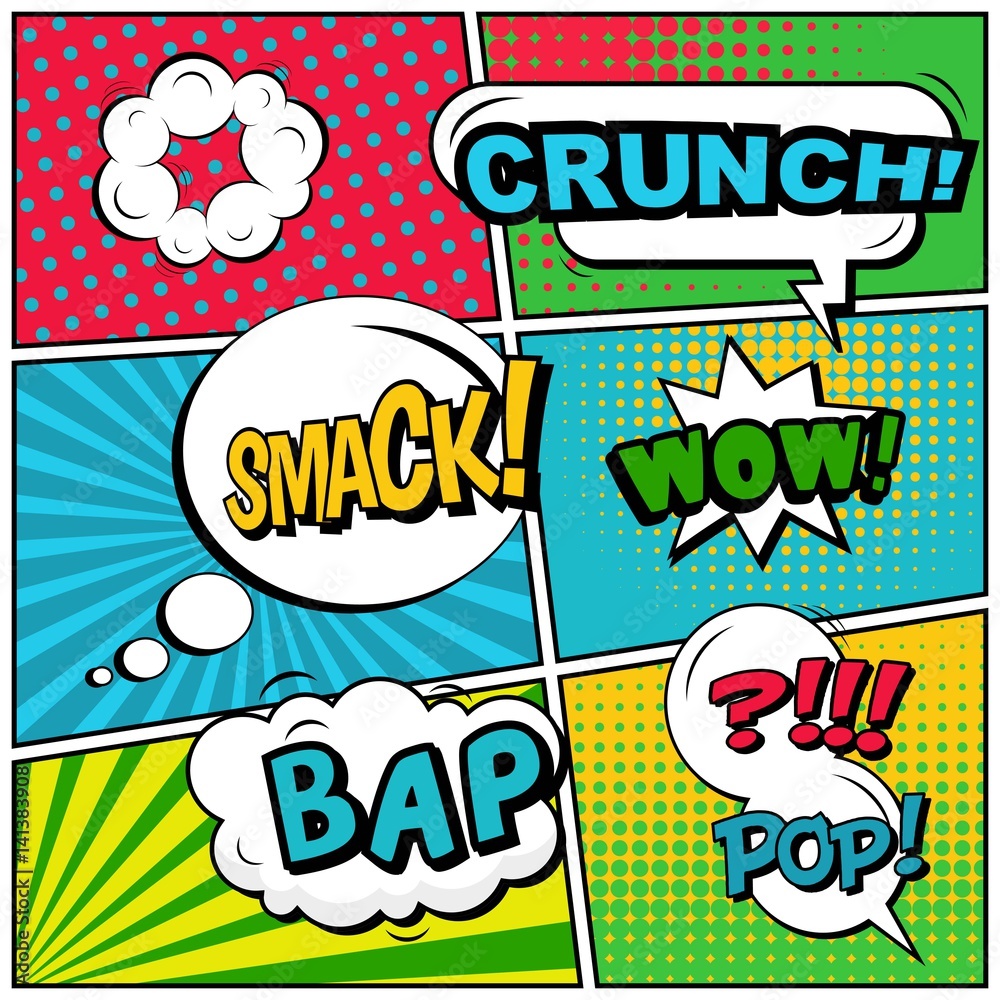Abstract creative concept vector comic pop art style blank, layout template with clouds beams and isolated dots background. For sale banner, empty speech bubble set, illustration halftone book design. Abstract creative concept vector comic pop art style blank, layout template with clouds beams and isolated dots background. For sale banner, empty speech bubble set, illustration halftone book design.