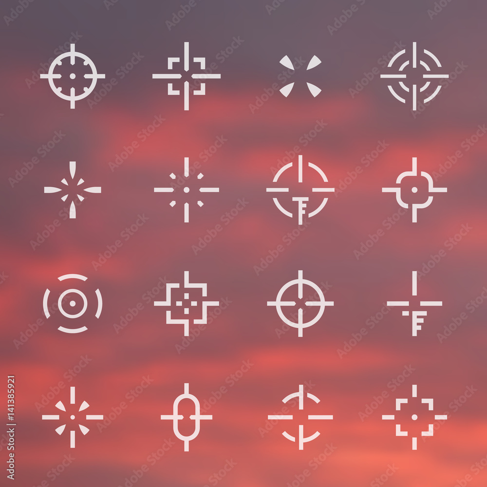 crosshairs set, different sights, elements for interfaces and game design