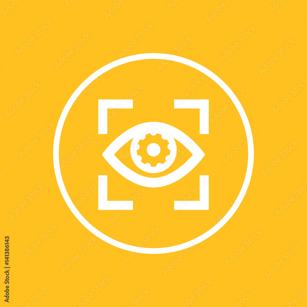 eye with gear icon in circle eye with gear icon in circle