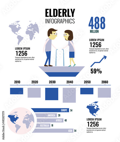 Elderly infographics. flat design elements. vector illustration