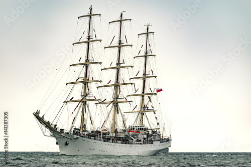 Sailing ships on the sea. Tall Ship.Yachting and Sailing travel.