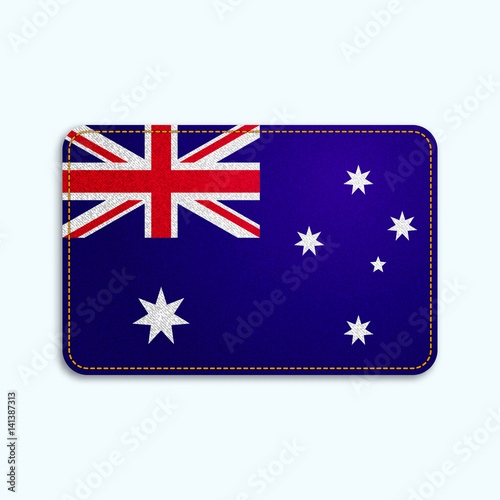 National flag of Australia with denim texture and orange seam. Realistic image of a tissue made in vector illustration.