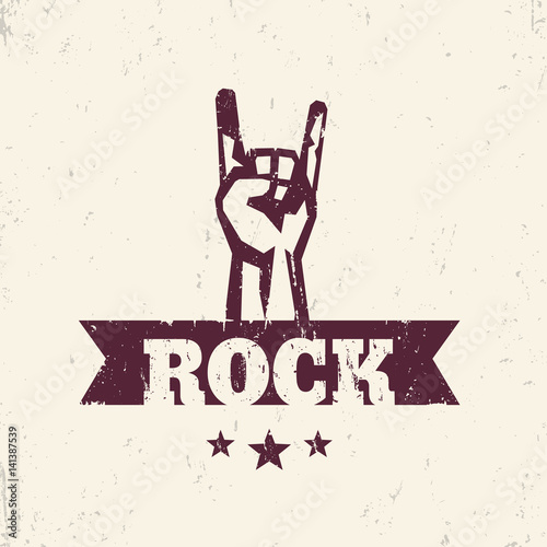 rock sign, hand-horn, vector symbol with popular rock-concert gesture