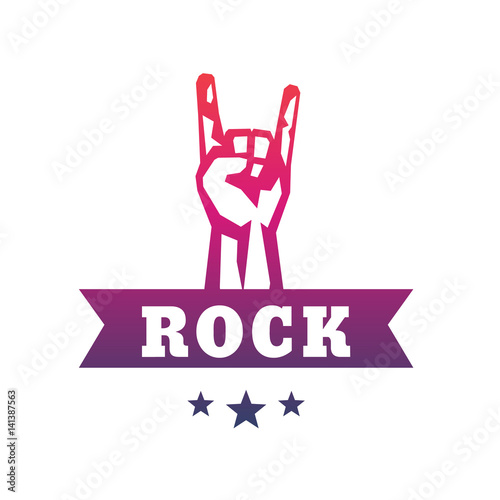 rock vector symbol, sign with popular rock-concert gesture on white