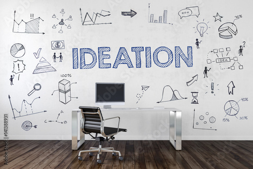 IDEATION | Desk in an office with symbols photo