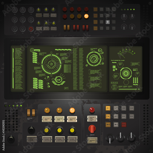 User interface creative template in the style of science fiction old computer