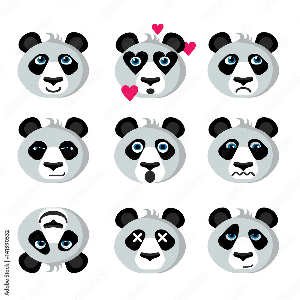Fototapeta premium Smile icons emoticons panda