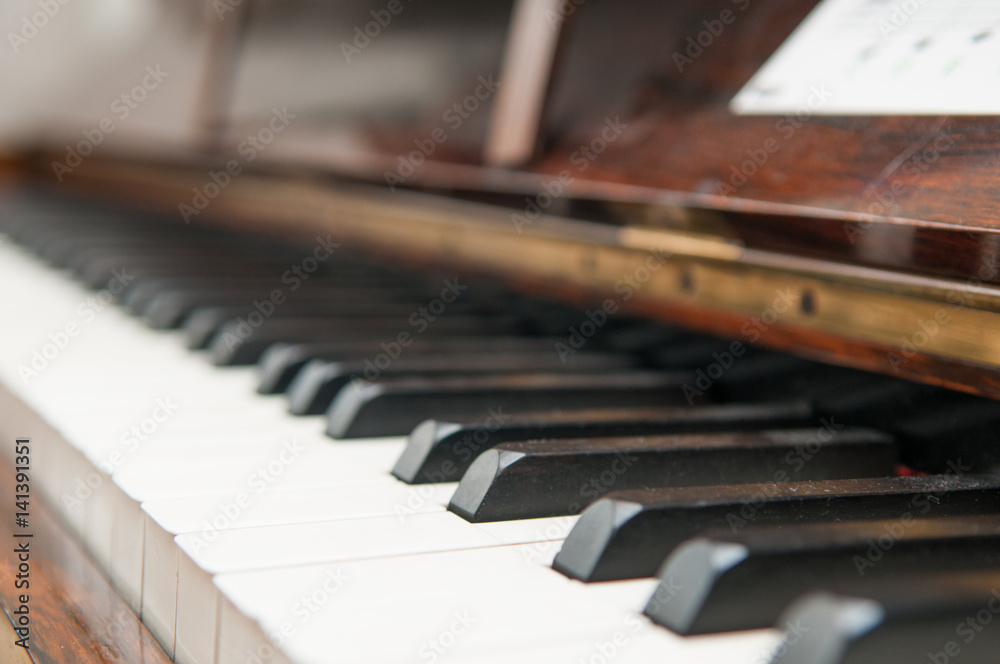 Piano keys close up with black and white keyboard Piano keys close up with black and white keyboard