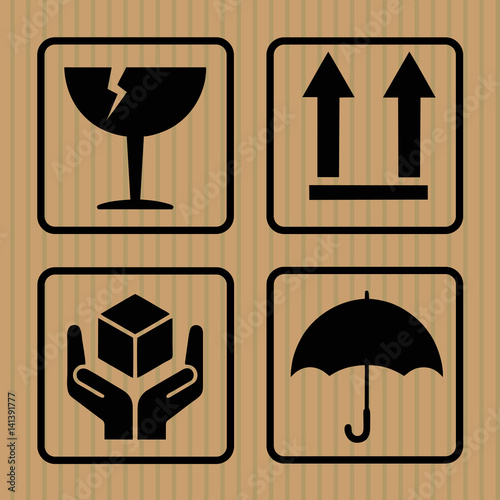 Warning Symbol cardboard box, vector, flat design, elements