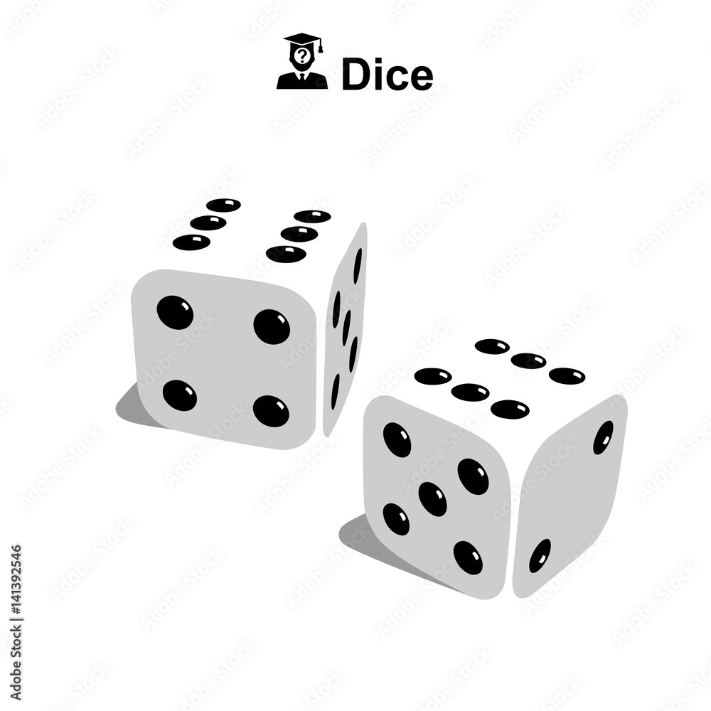 White Dice, Casino, vector, flat design, elements White Dice, Casino, vector, flat design, elements