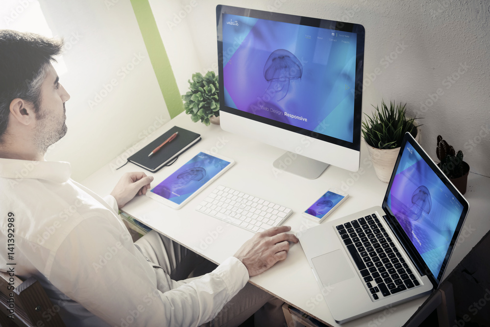 man working with devices man working with devices