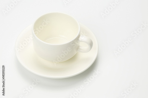 empty white coffee cup on white background