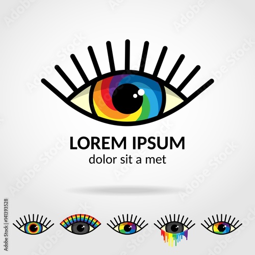 Rainbow eye logo.
