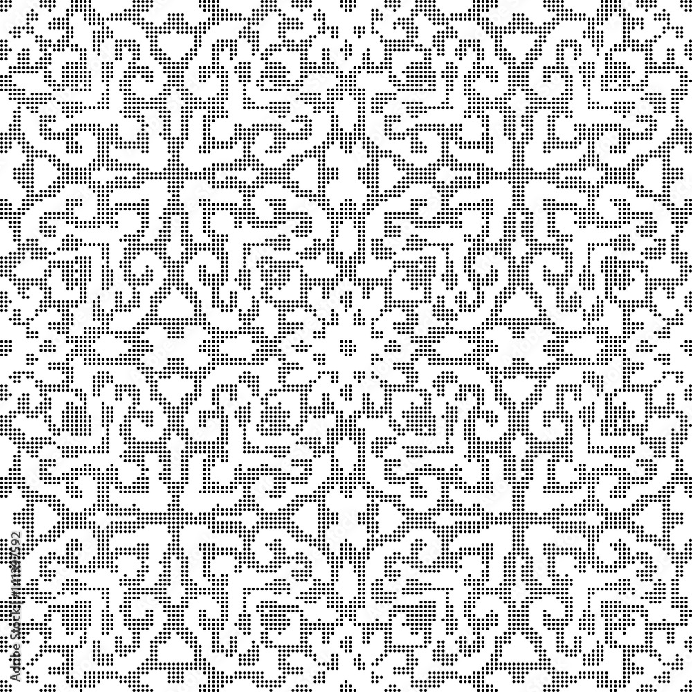Halftone round black seamless background spiral curve cross kaleidoscope Halftone round black seamless background spiral curve cross kaleidoscope