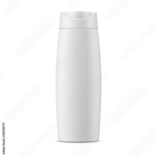 White matte shampoo bottle template.