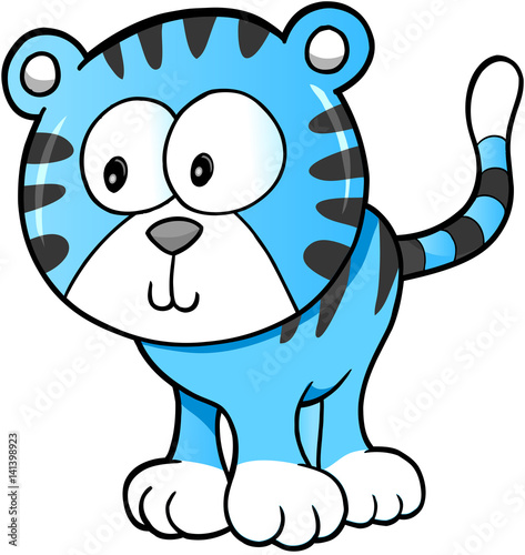 Fototapeta Naklejka Na Ścianę i Meble -  Cute Happy Tiger Vector Illustration Art
