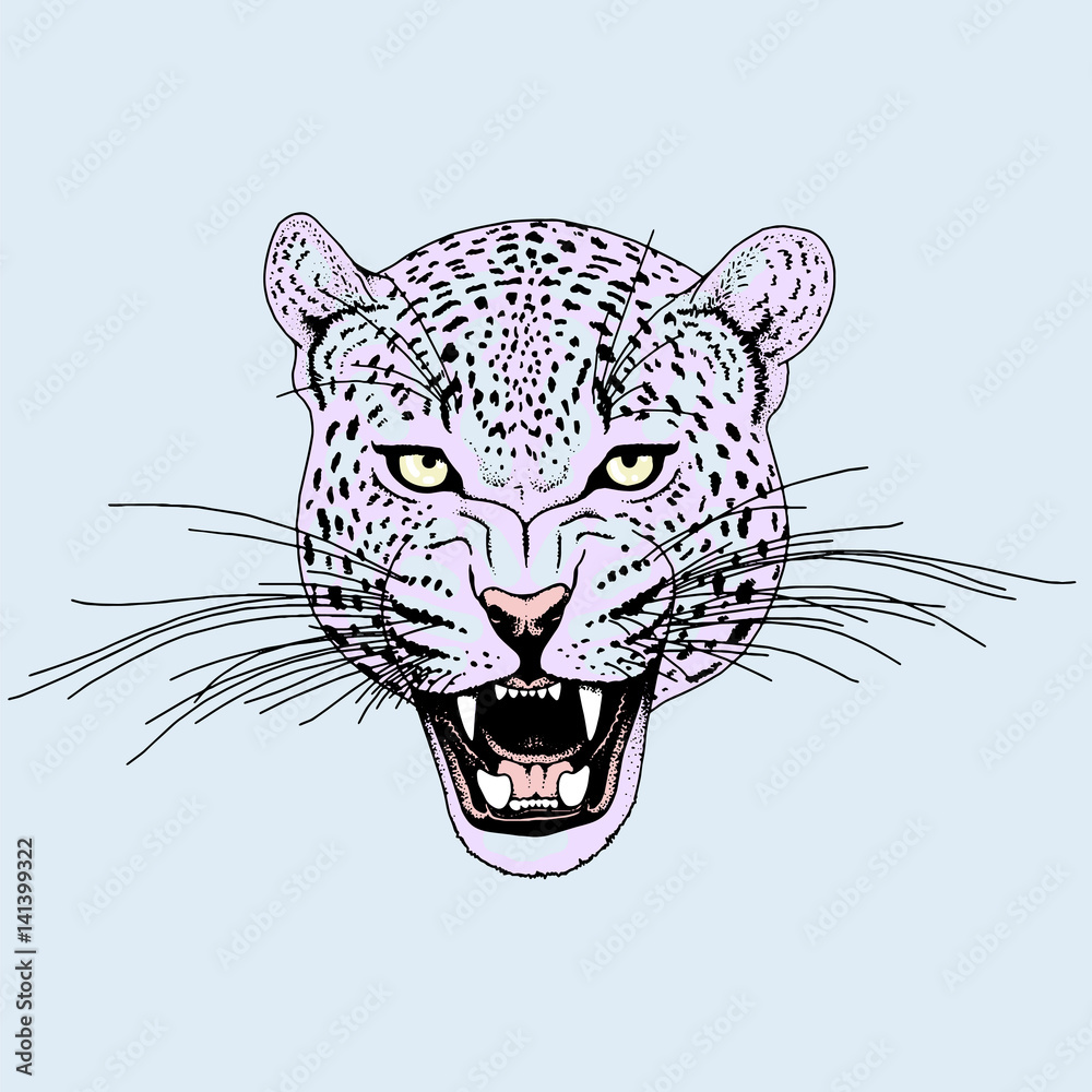Leopard face tattoo ,Vector illustration, print Leopard face tattoo ,Vector illustration, print