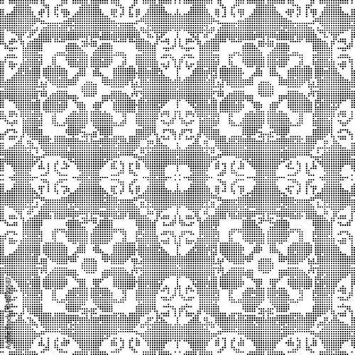 Halftone round black seamless background spiral oval polygon flower