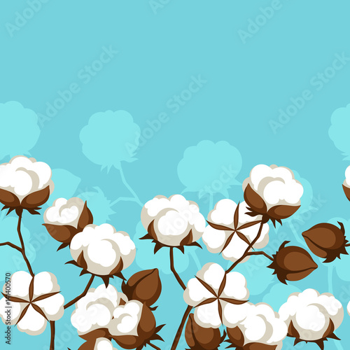 Seamless pattern with cotton bolls and branches