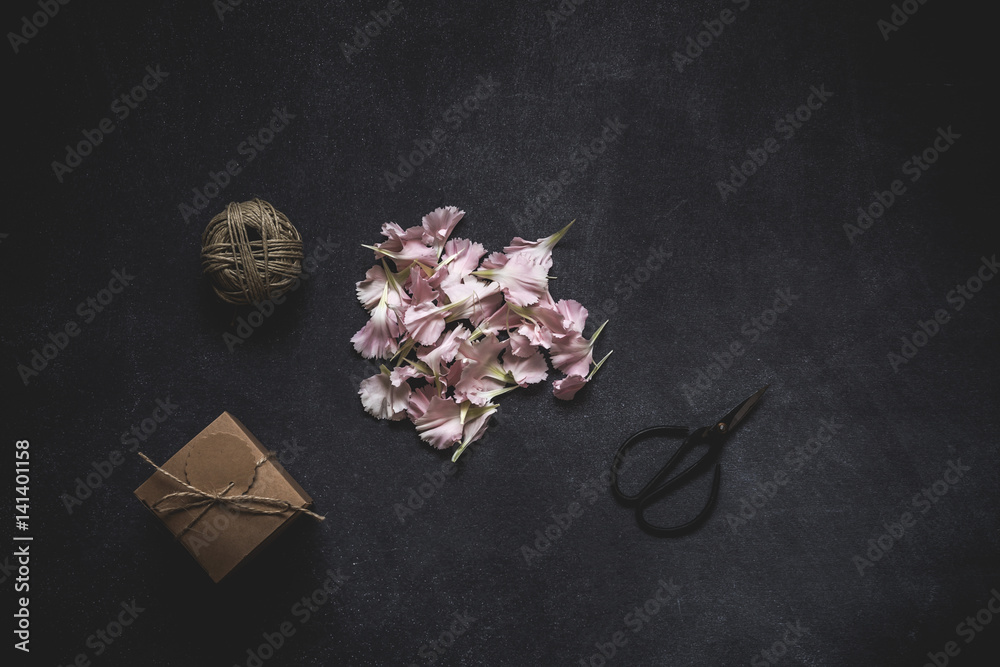 Flower petals on black background Flower petals on black background