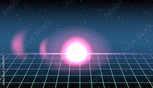 Vector Retro background 80s. synth pop