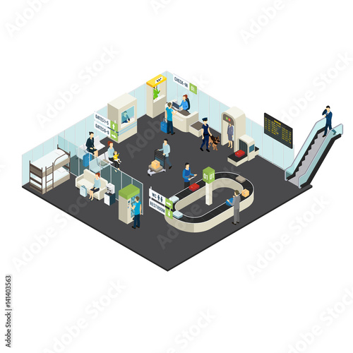 Airport Interior Isometric Concept