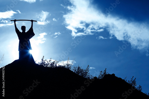 Canvastavla Silhouette monk on the mountain prayer moses faith god