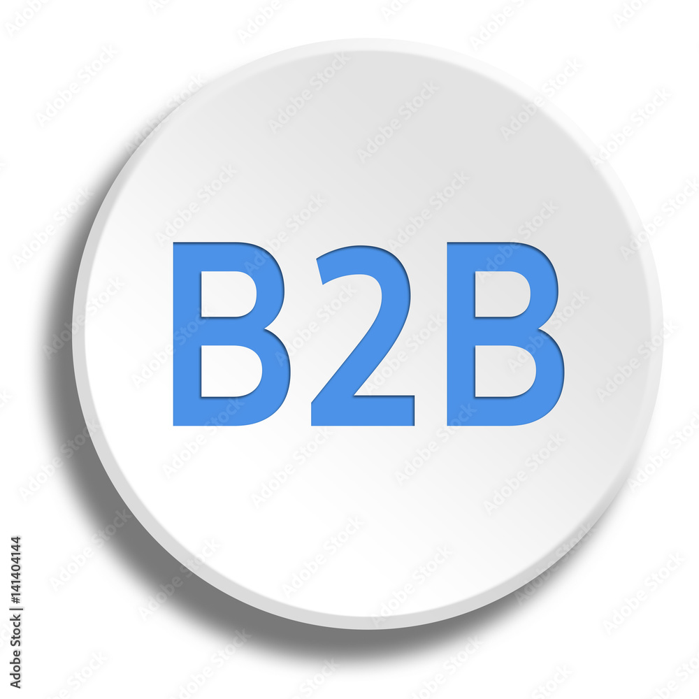 Blue B2B in round white button with shadow Blue B2B in round white button with shadow