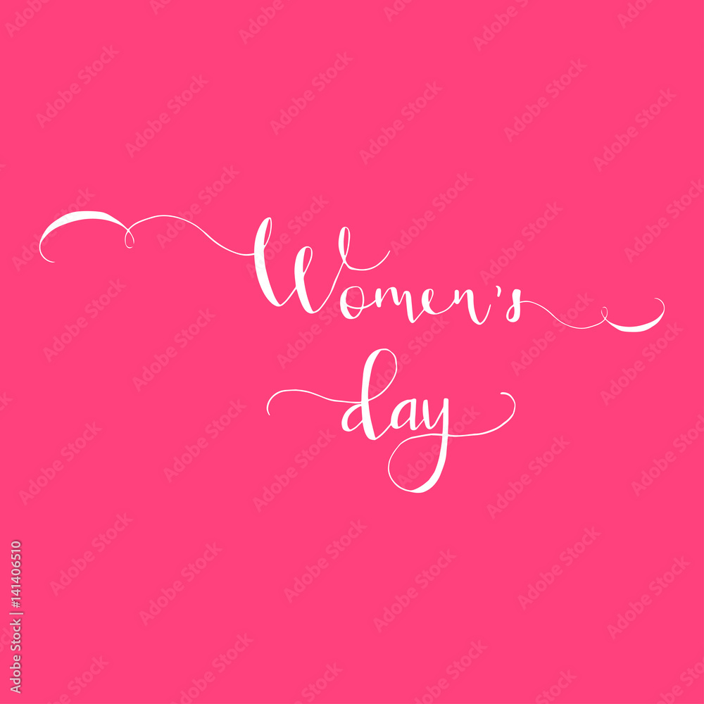 Greeting card - International Happy Women's Day. 8 March holiday background with lettering. Trendy design template for party flyer or banner. Vector illustration.