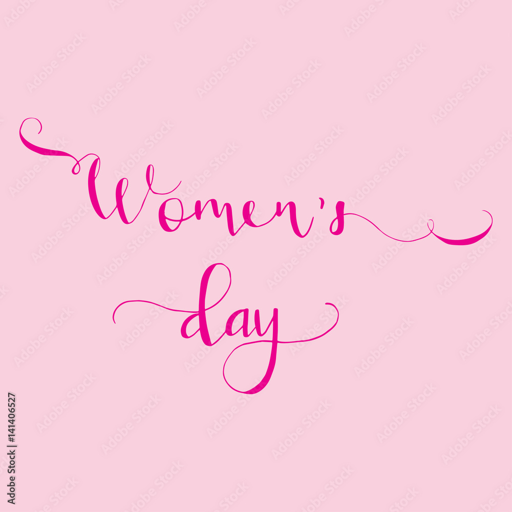 Greeting card - International Happy Women's Day. 8 March holiday background with lettering. Trendy design template for party flyer or banner. Vector illustration.