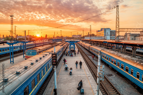 trains on rails at Ukraine station