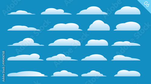 Cartoon clouds set collection on the blue background