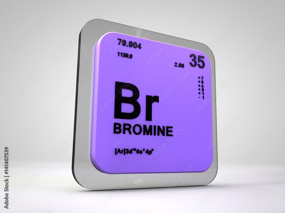 Bromine- Br - chemical element periodic table 3d render Bromine- Br - chemical element periodic table 3d render