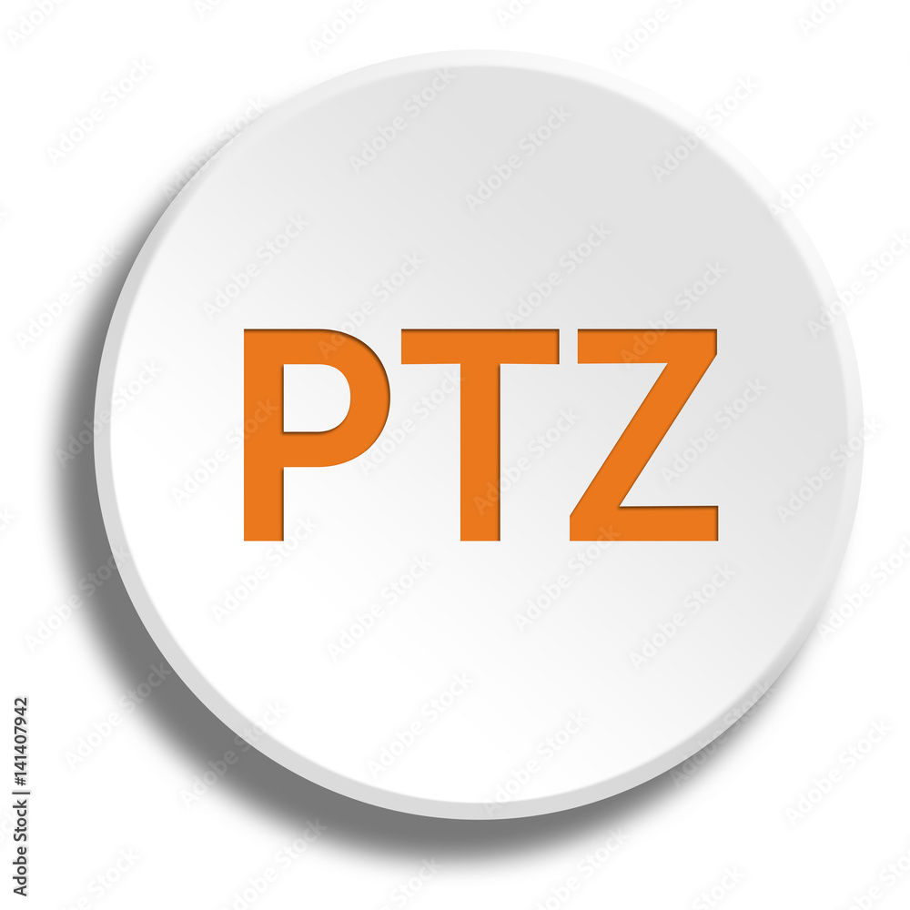 Orange ptz in round white button with shadow Orange ptz in round white button with shadow