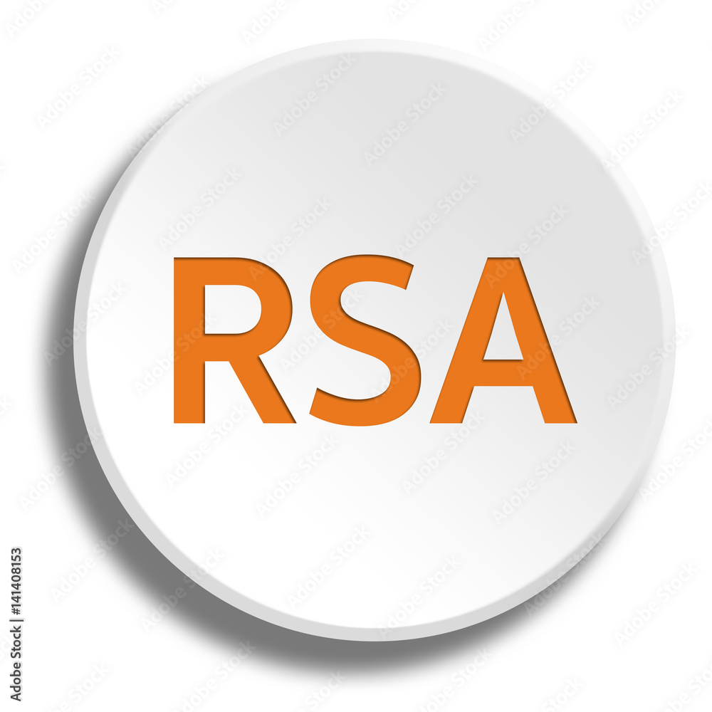 Orange rsa in round white button with shadow Orange rsa in round white button with shadow