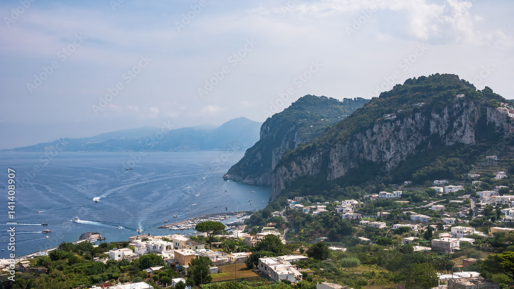 Panoramic view of port on Capri Island