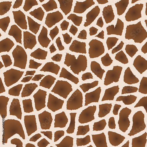 Seamless pattern. Imitation print of skin of giraffe. Brown spots on beige background.