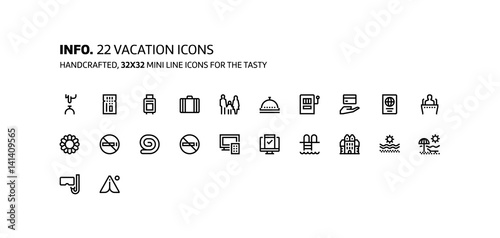 Vacation mini line, illustrations, icons