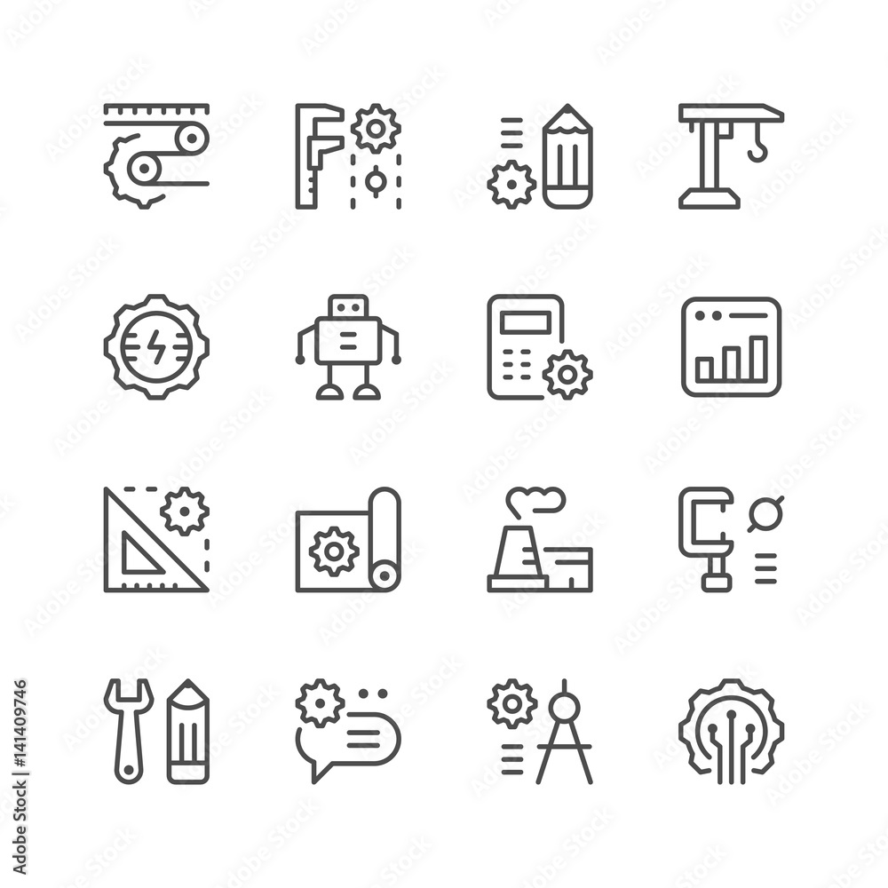Set line icons of engineering Set line icons of engineering
