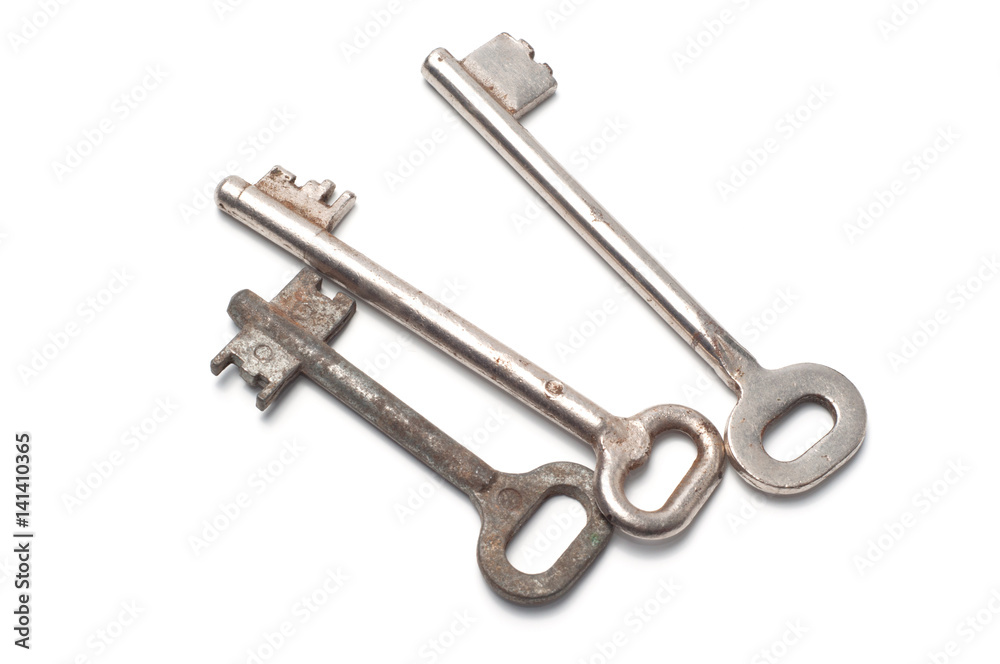 Keys of locks on a white background Keys of locks on a white background