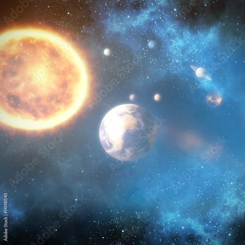 Fototapeta Naklejka Na Ścianę i Meble -  Graphic image of solar system 3d