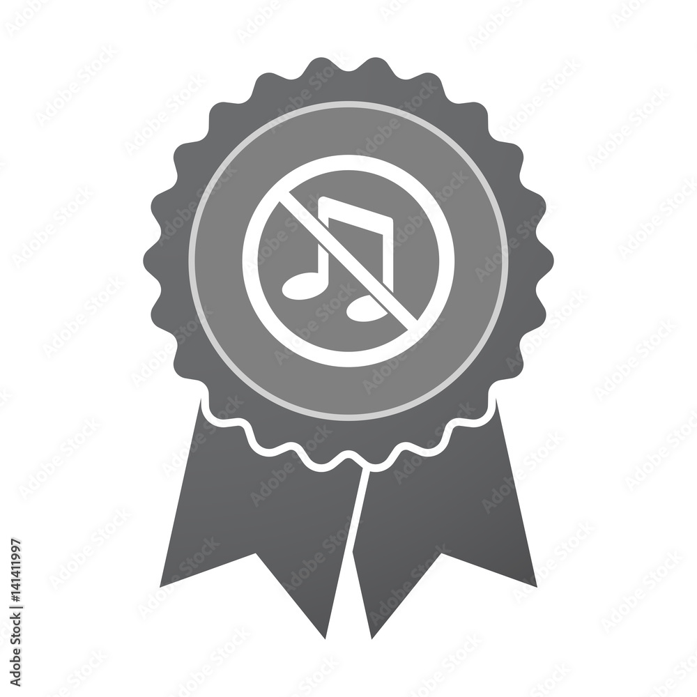 Isolated badge with a musical note in a not allowed signal Isolated badge with a musical note in a not allowed signal